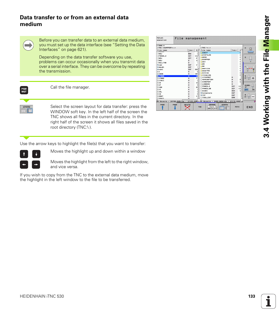 Data transfer to or from an external data medium, 4 w o rk ing with the file manag e r | HEIDENHAIN iTNC 530 (606 42x-01) User Manual | Page 133 / 693