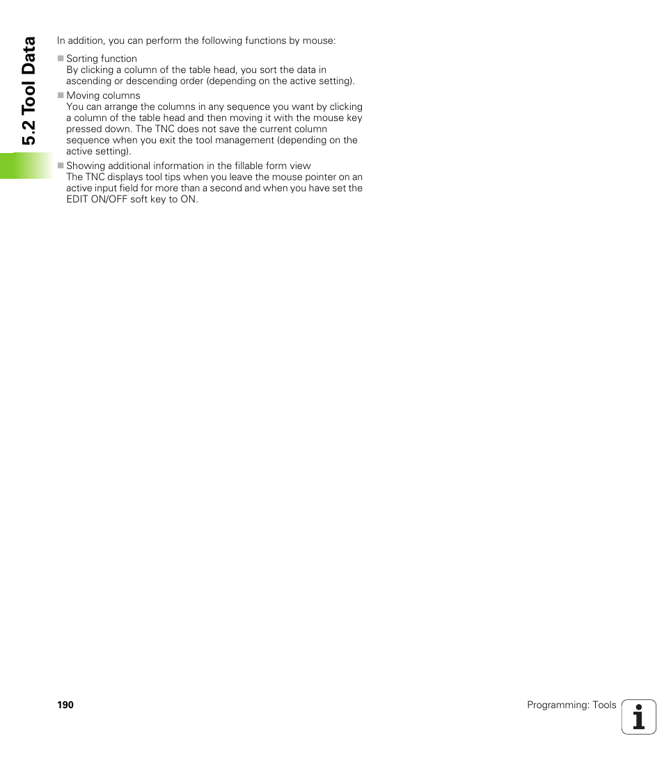 2 t ool d a ta | HEIDENHAIN iTNC 530 (606 42x-01) User Manual | Page 190 / 693