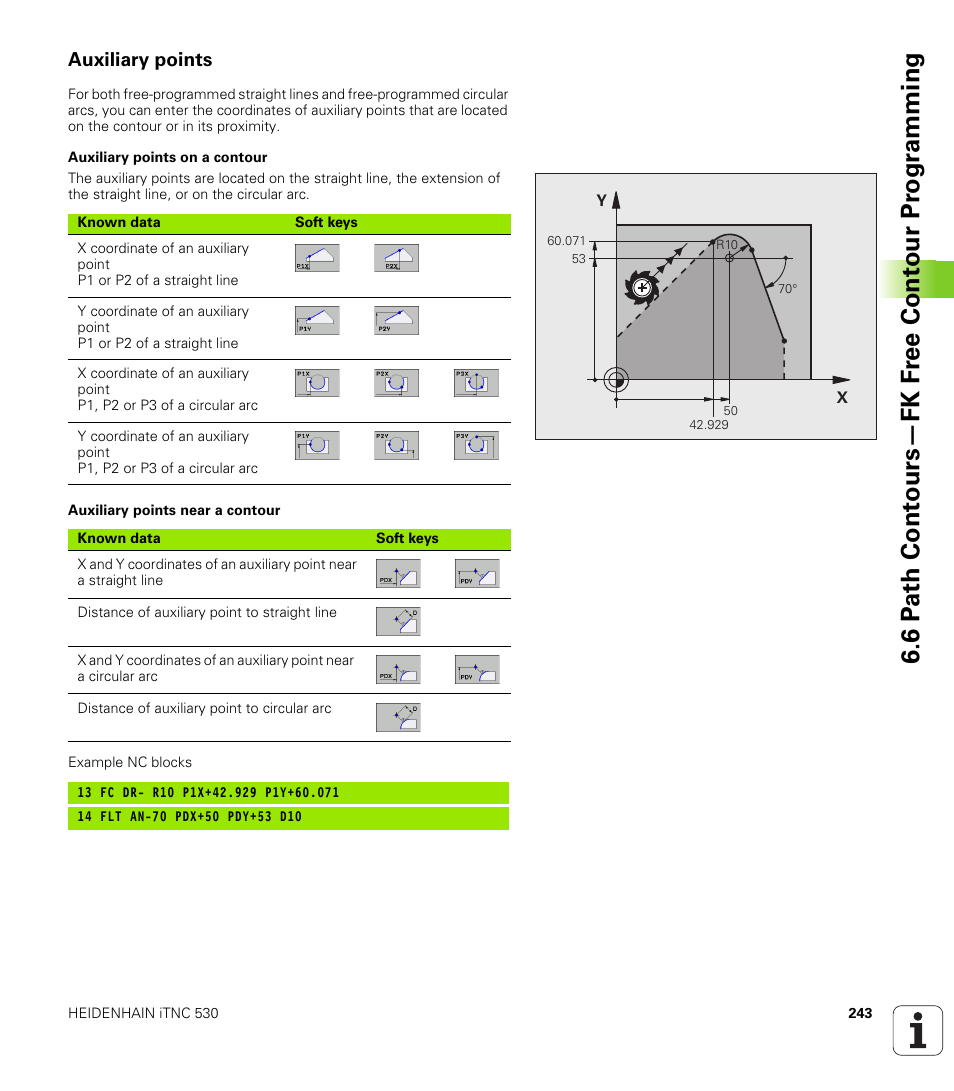Auxiliary points | HEIDENHAIN iTNC 530 (606 42x-01) User Manual | Page 243 / 693