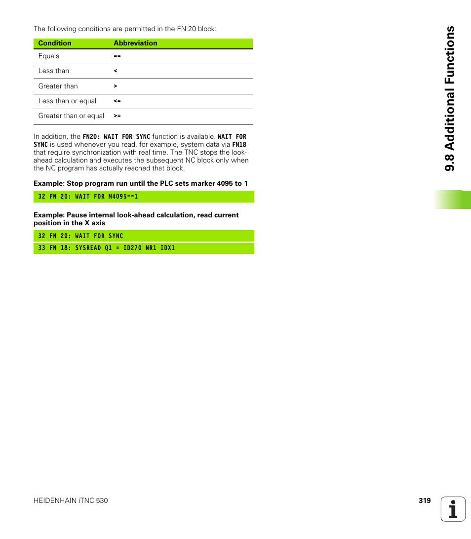 8 a d ditional f unctions | HEIDENHAIN iTNC 530 (606 42x-01) User Manual | Page 319 / 693