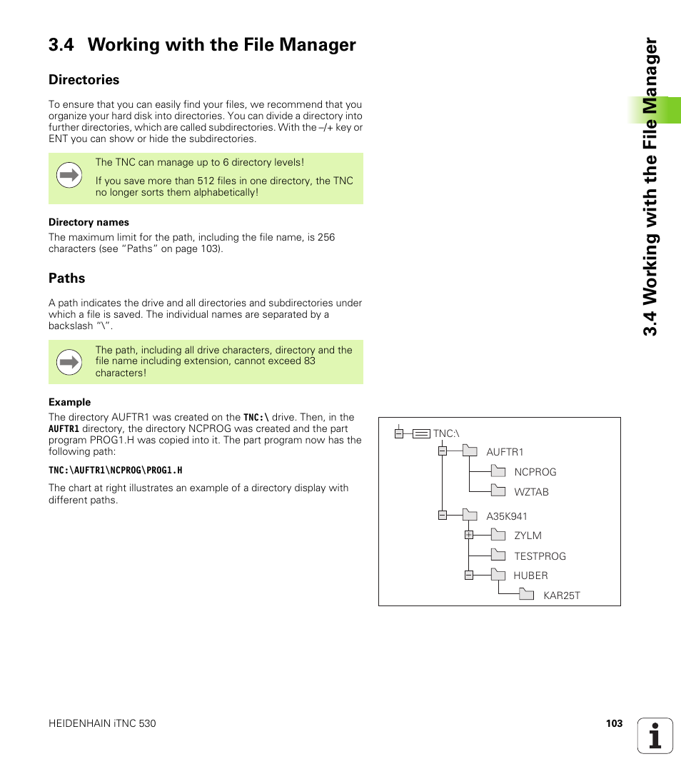 4 working with the file manager, Directories, Paths | HEIDENHAIN iTNC 530 (606 42x-01) ISO programming User Manual | Page 103 / 618