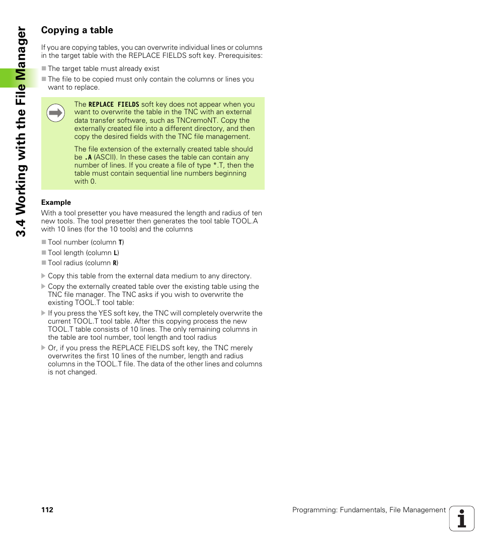 Copying a table, 4 w o rk ing with the file manag e r | HEIDENHAIN iTNC 530 (606 42x-01) ISO programming User Manual | Page 112 / 618
