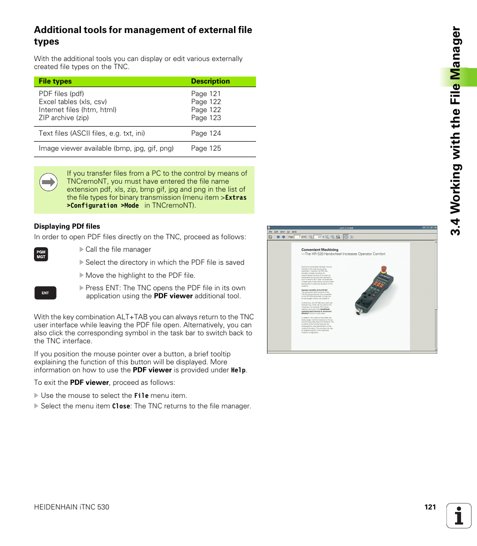4 w o rk ing with the file manag e r | HEIDENHAIN iTNC 530 (606 42x-01) ISO programming User Manual | Page 121 / 618