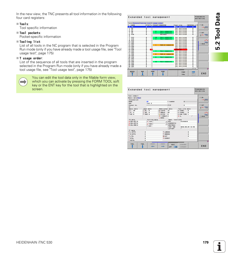 2 t ool d a ta | HEIDENHAIN iTNC 530 (606 42x-01) ISO programming User Manual | Page 179 / 618