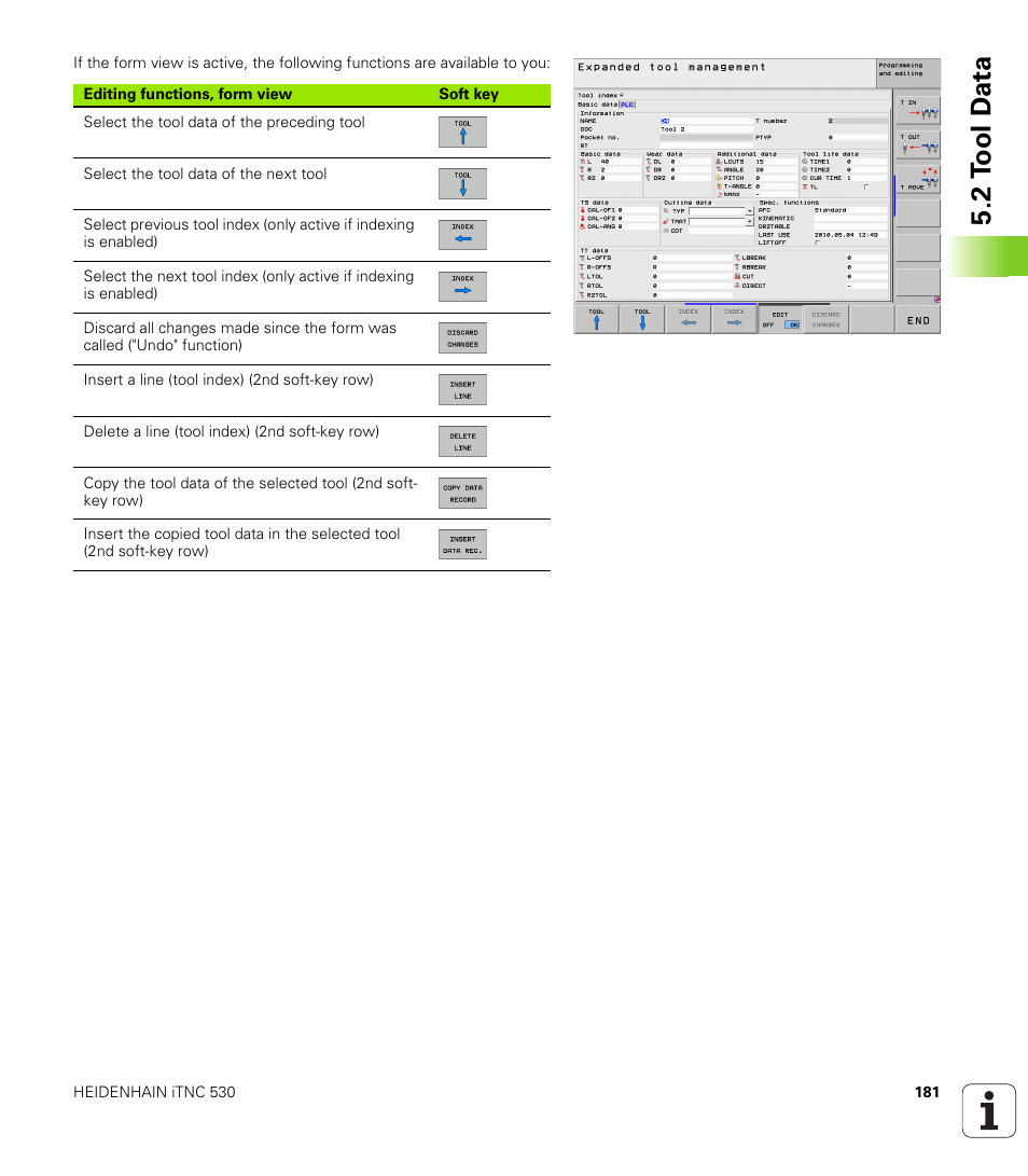 2 t ool d a ta | HEIDENHAIN iTNC 530 (606 42x-01) ISO programming User Manual | Page 181 / 618