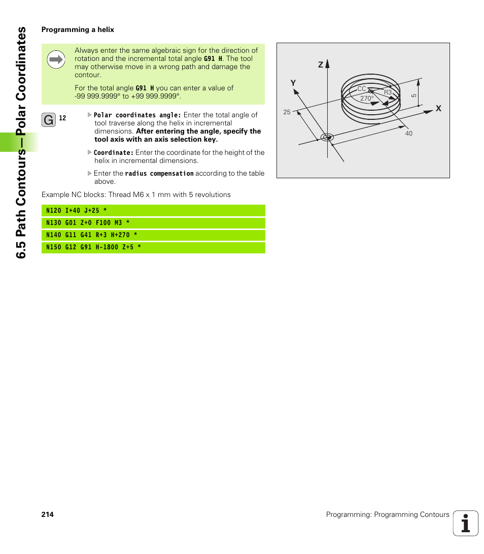 5 p a th cont ours—p o lar coor dinat e s | HEIDENHAIN iTNC 530 (606 42x-01) ISO programming User Manual | Page 214 / 618