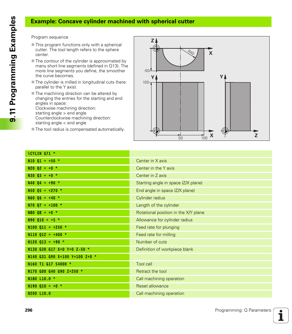 1 1 pr ogr amming examples | HEIDENHAIN iTNC 530 (606 42x-01) ISO programming User Manual | Page 296 / 618