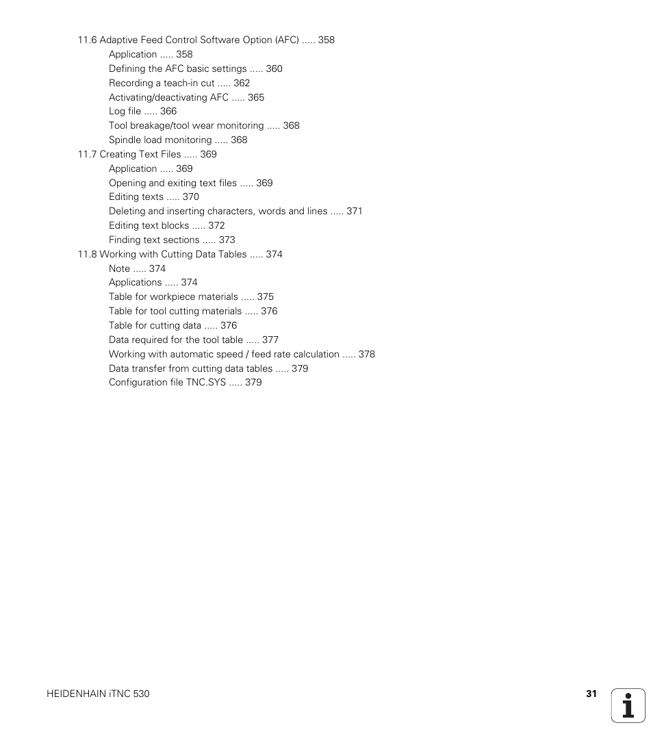 HEIDENHAIN iTNC 530 (606 42x-01) ISO programming User Manual | Page 31 / 618