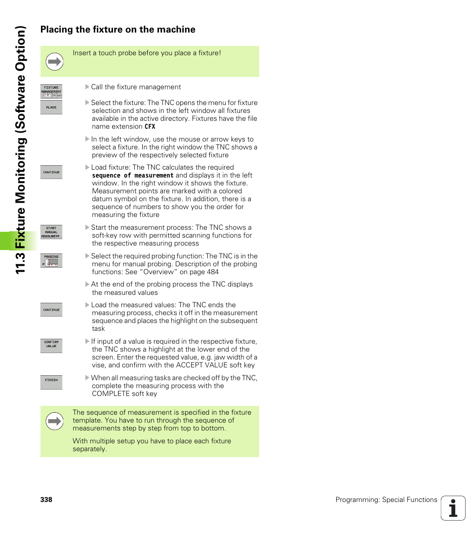 Placing the fixture on the machine, 3 fixt ur e monit o ri ng (sof tw ar e option) | HEIDENHAIN iTNC 530 (606 42x-01) ISO programming User Manual | Page 338 / 618