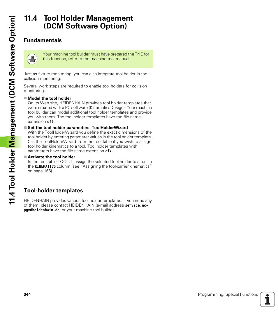 4 tool holder management (dcm software option), Fundamentals, Tool-holder templates | HEIDENHAIN iTNC 530 (606 42x-01) ISO programming User Manual | Page 344 / 618