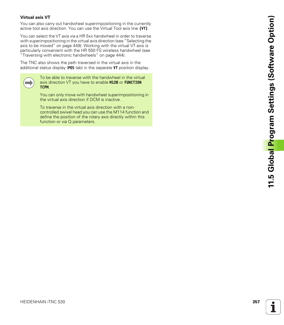 5 global pr ogr a m set tings (sof tw ar e option) | HEIDENHAIN iTNC 530 (606 42x-01) ISO programming User Manual | Page 357 / 618