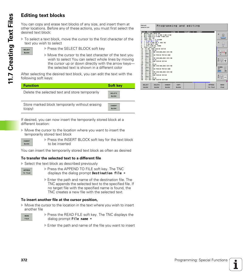 Editing text blocks, 7 cr eating t ext files | HEIDENHAIN iTNC 530 (606 42x-01) ISO programming User Manual | Page 372 / 618