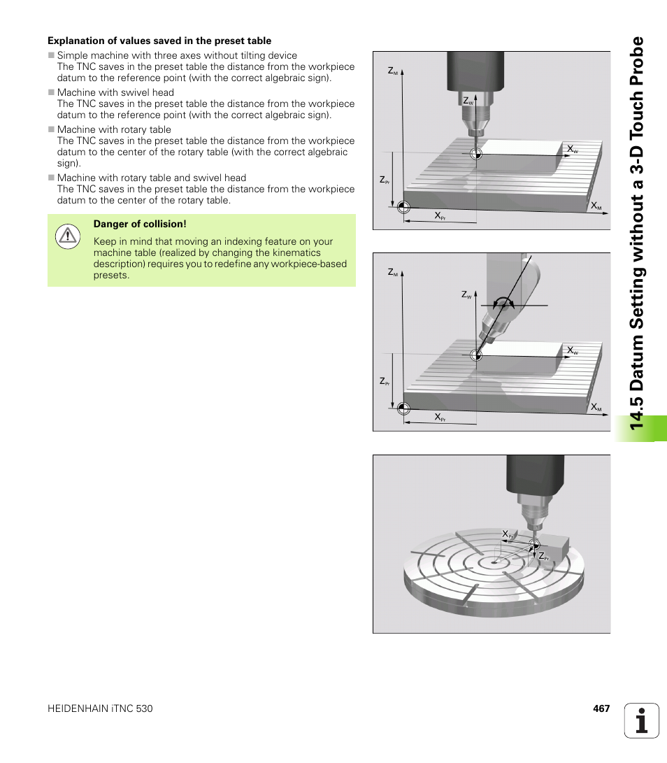 5 d a tu m set ting without a 3-d t o uc h pr obe | HEIDENHAIN iTNC 530 (606 42x-01) ISO programming User Manual | Page 467 / 618