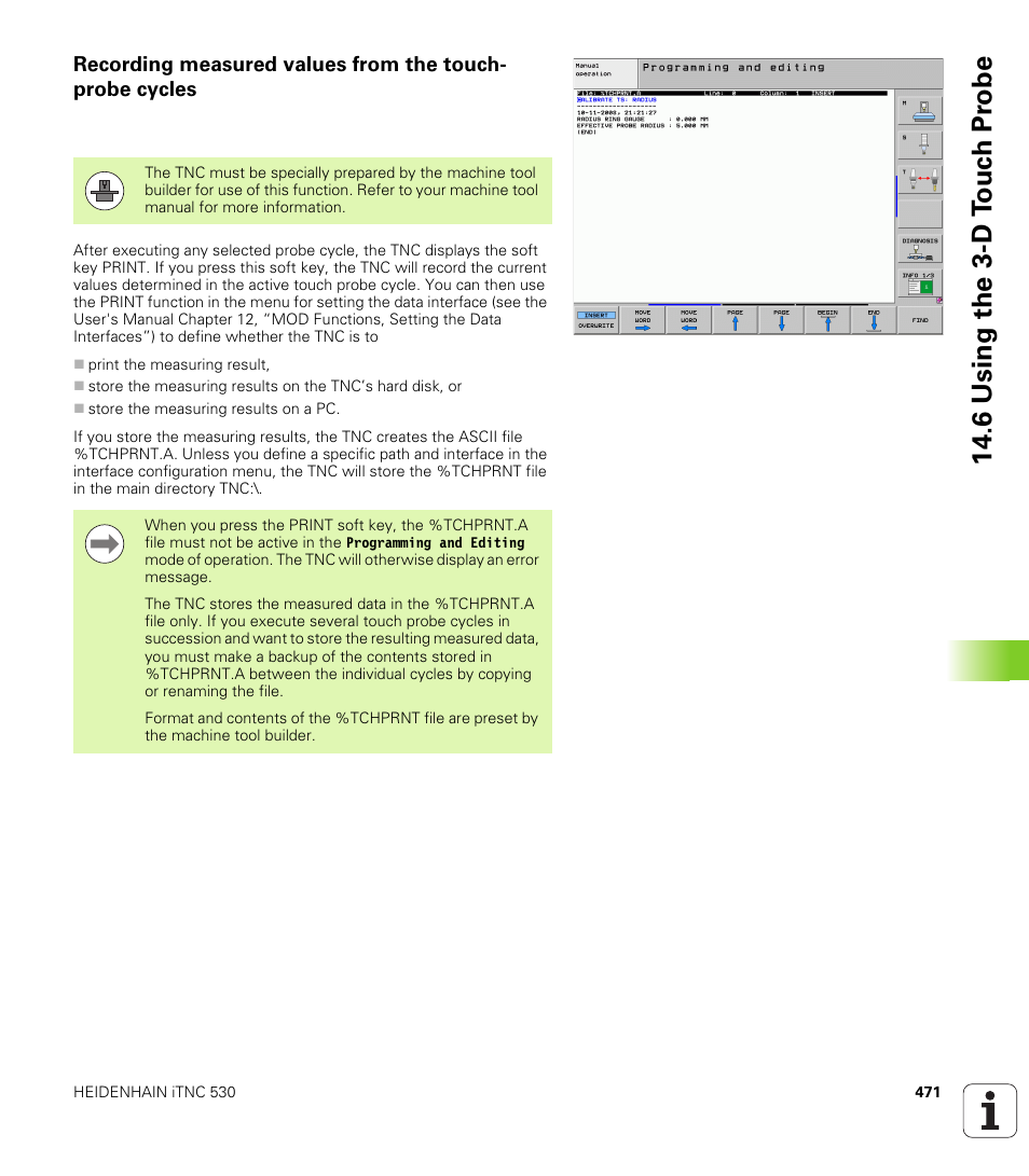 6 using the 3-d t o uc h pr obe | HEIDENHAIN iTNC 530 (606 42x-01) ISO programming User Manual | Page 471 / 618