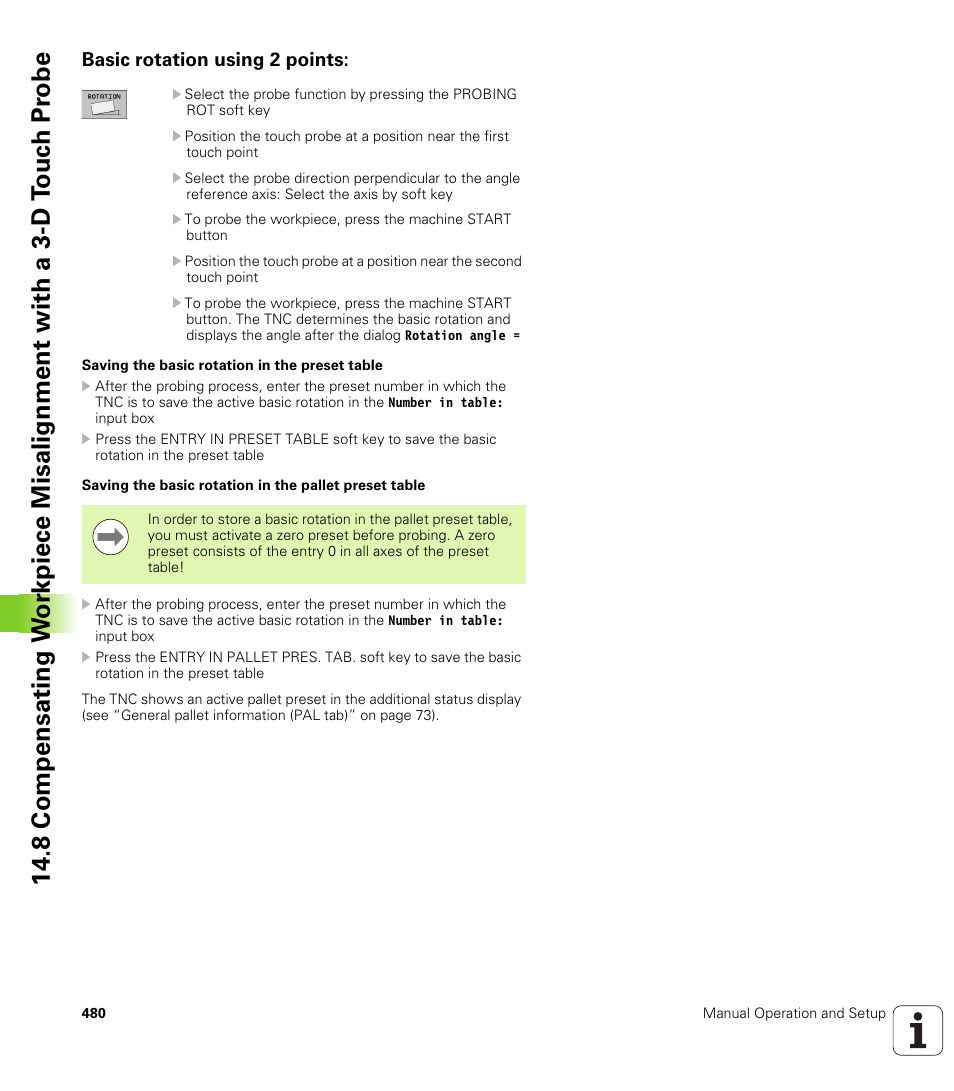 Basic rotation using 2 points | HEIDENHAIN iTNC 530 (606 42x-01) ISO programming User Manual | Page 480 / 618
