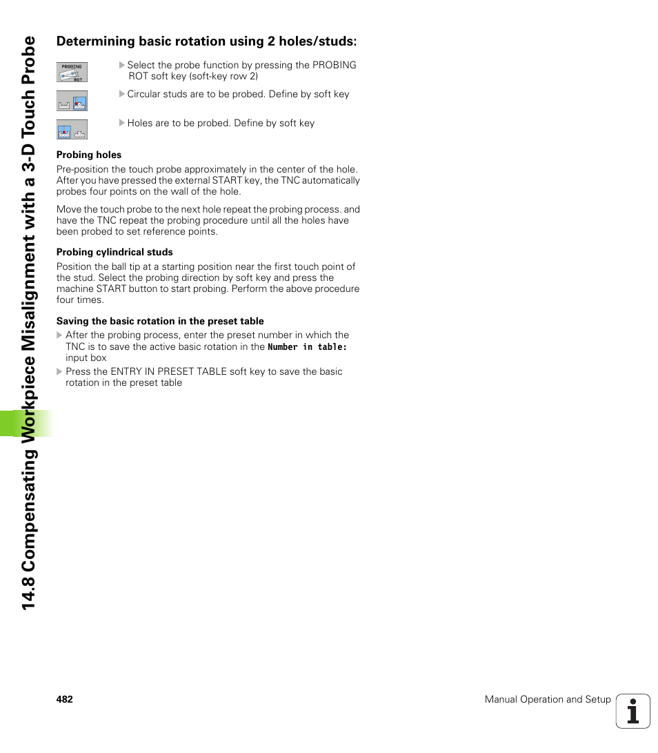 Determining basic rotation using 2 holes/studs | HEIDENHAIN iTNC 530 (606 42x-01) ISO programming User Manual | Page 482 / 618