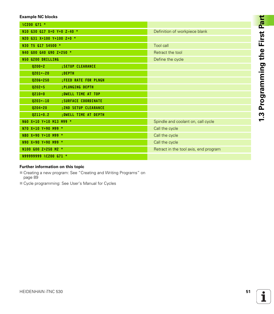 3 pr ogr amming the first p a rt | HEIDENHAIN iTNC 530 (606 42x-01) ISO programming User Manual | Page 51 / 618