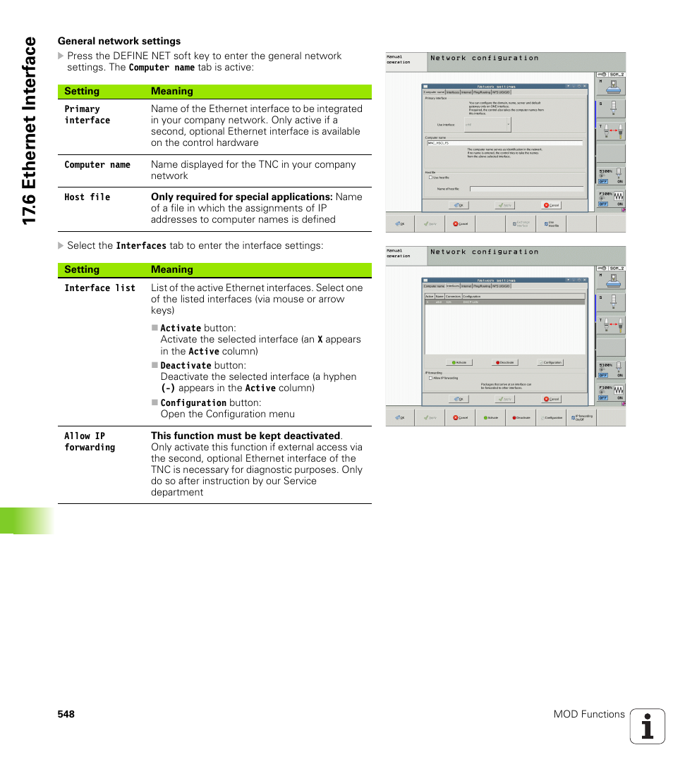 6 ether n et int e rf ace | HEIDENHAIN iTNC 530 (606 42x-01) ISO programming User Manual | Page 548 / 618