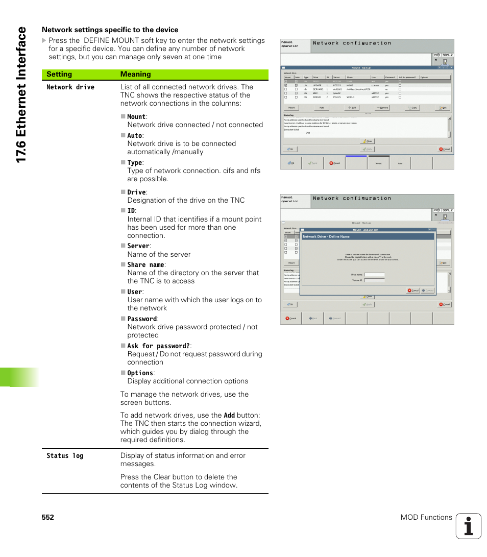 6 ether n et int e rf ace | HEIDENHAIN iTNC 530 (606 42x-01) ISO programming User Manual | Page 552 / 618