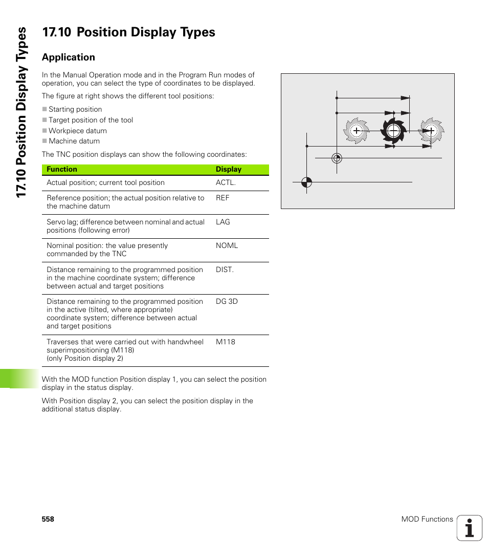 10 position display types, Application | HEIDENHAIN iTNC 530 (606 42x-01) ISO programming User Manual | Page 558 / 618