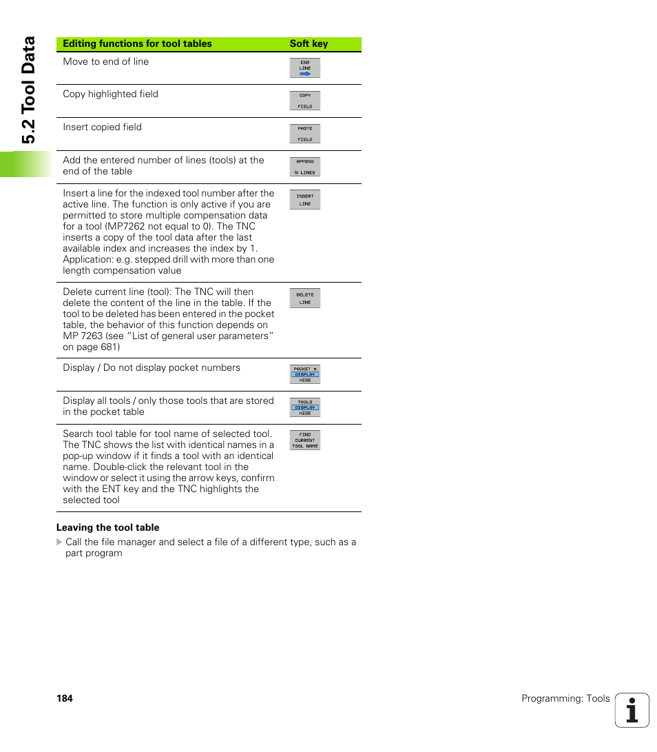 2 t ool d a ta | HEIDENHAIN iTNC 530 (606 42x-02) User Manual | Page 184 / 725