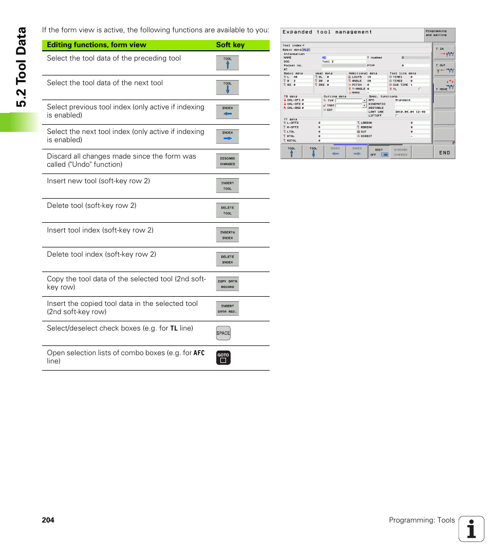 2 t ool d a ta | HEIDENHAIN iTNC 530 (606 42x-02) User Manual | Page 204 / 725