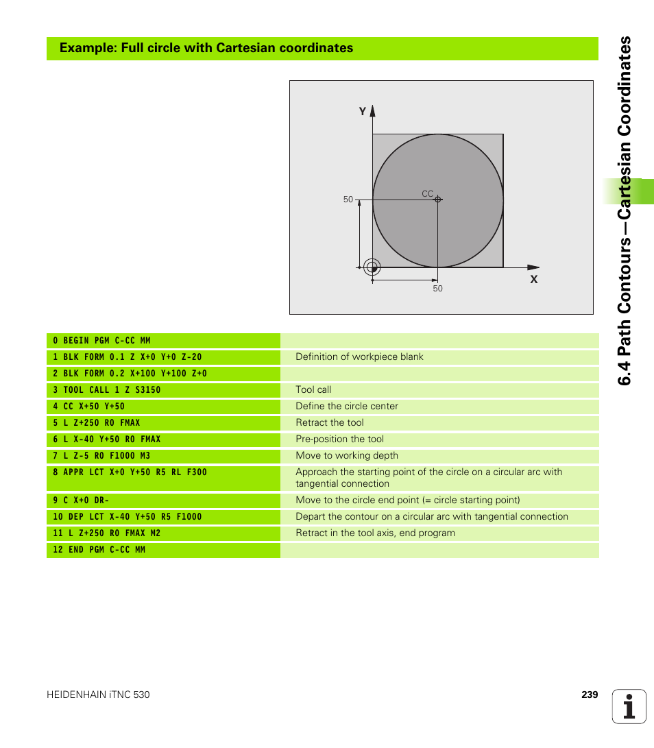 4 p a th cont ours—car te sian coor dinat e s | HEIDENHAIN iTNC 530 (606 42x-02) User Manual | Page 239 / 725
