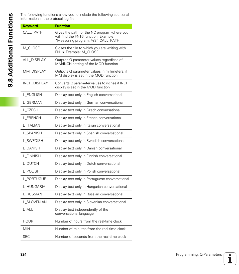 8 a d ditional f unctions | HEIDENHAIN iTNC 530 (606 42x-02) User Manual | Page 324 / 725