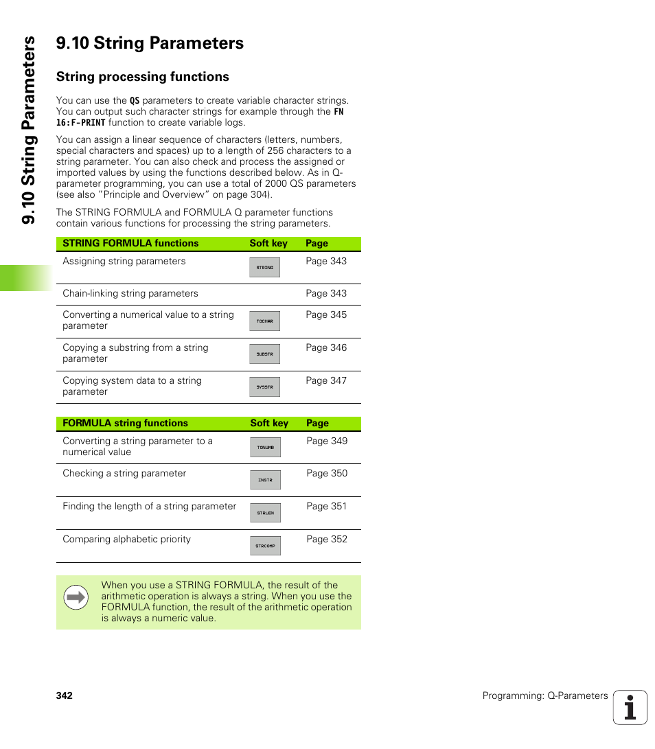 10 string parameters, String processing functions | HEIDENHAIN iTNC 530 (606 42x-02) User Manual | Page 342 / 725