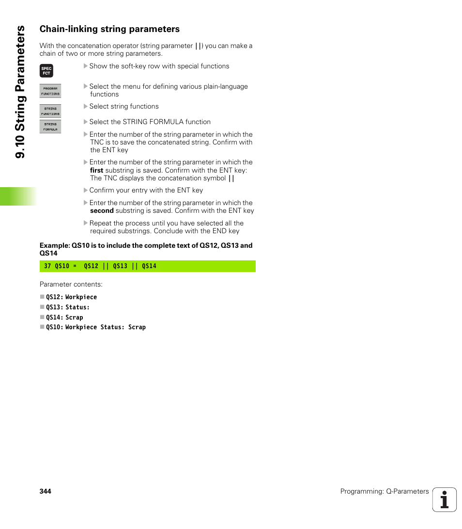 Chain-linking string parameters, 1 0 str ing p a ra met e rs | HEIDENHAIN iTNC 530 (606 42x-02) User Manual | Page 344 / 725