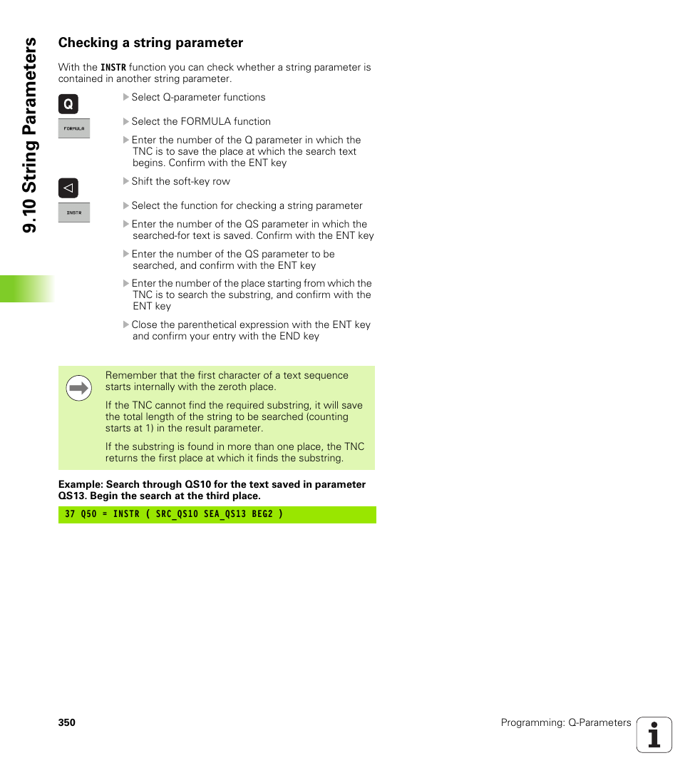 Checking a string parameter, 1 0 str ing p a ra met e rs | HEIDENHAIN iTNC 530 (606 42x-02) User Manual | Page 350 / 725