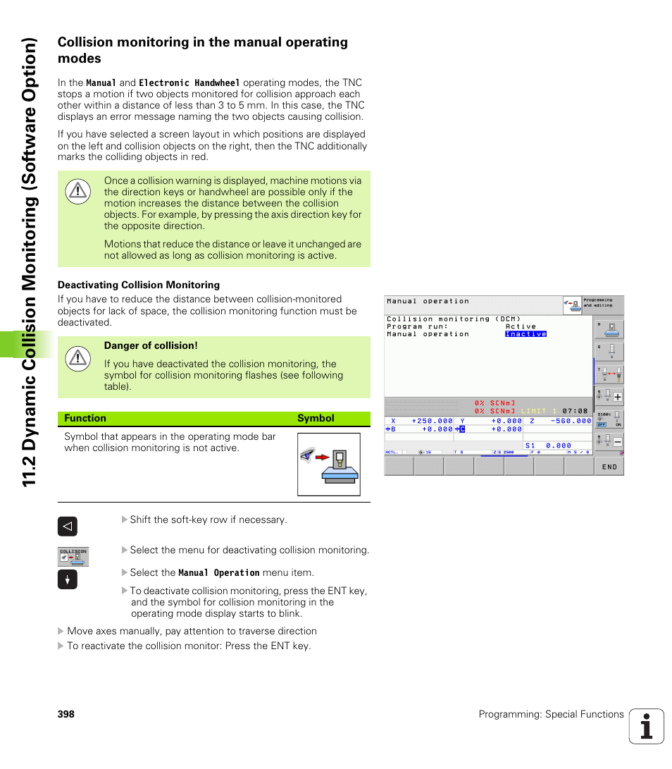 Collision monitoring in the manual operating modes | HEIDENHAIN iTNC 530 (606 42x-02) User Manual | Page 398 / 725