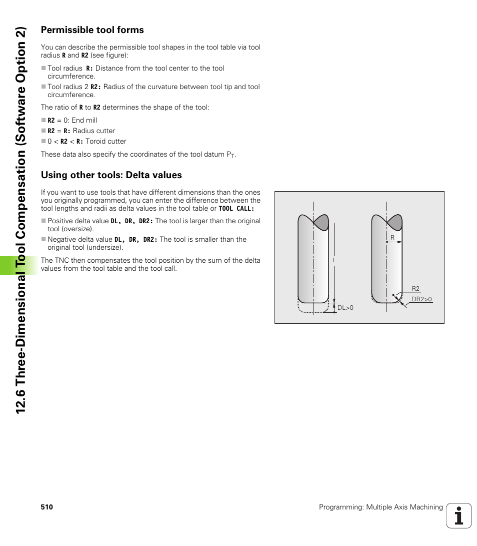 Permissible tool forms, Using other tools: delta values | HEIDENHAIN iTNC 530 (606 42x-02) User Manual | Page 510 / 725