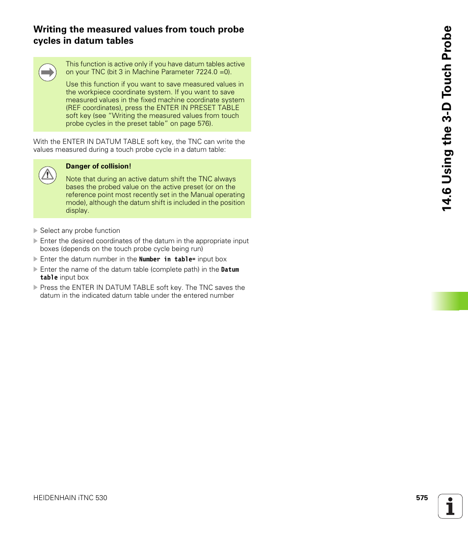 6 using the 3-d t o uc h pr obe | HEIDENHAIN iTNC 530 (606 42x-02) User Manual | Page 575 / 725