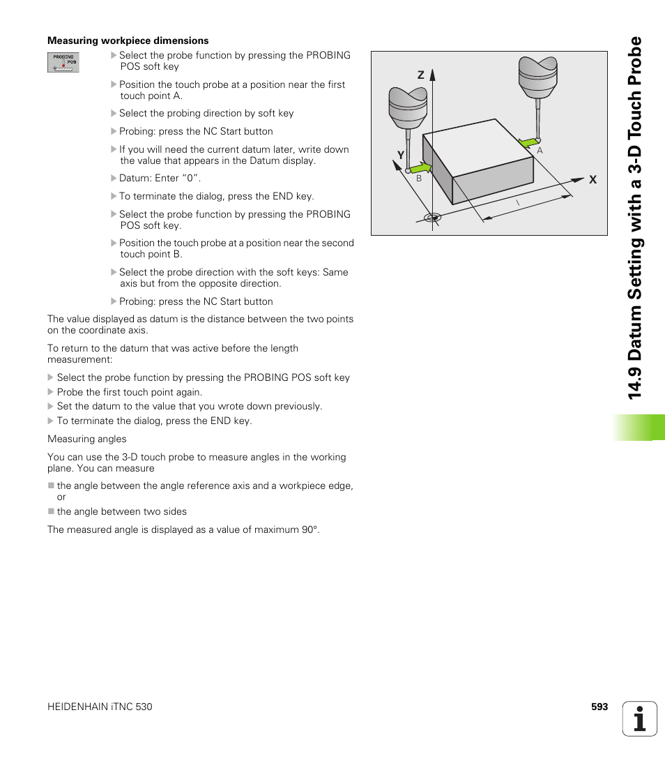 9 d a tu m set ting with a 3-d t o uc h pr obe | HEIDENHAIN iTNC 530 (606 42x-02) User Manual | Page 593 / 725