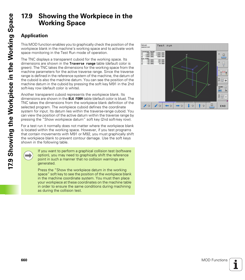 9 showing the workpiece in the working space, Application | HEIDENHAIN iTNC 530 (606 42x-02) User Manual | Page 660 / 725