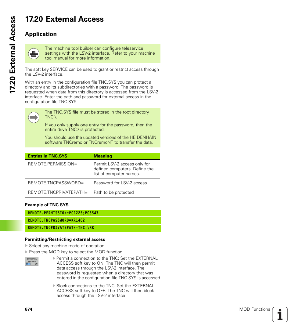 20 external access, Application | HEIDENHAIN iTNC 530 (606 42x-02) User Manual | Page 674 / 725
