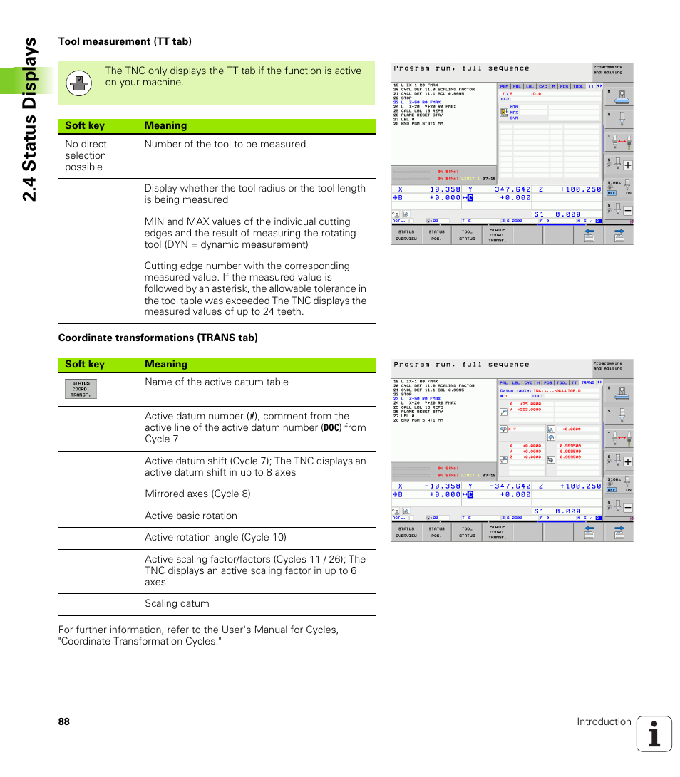 4 stat us displa ys | HEIDENHAIN iTNC 530 (606 42x-02) User Manual | Page 88 / 725