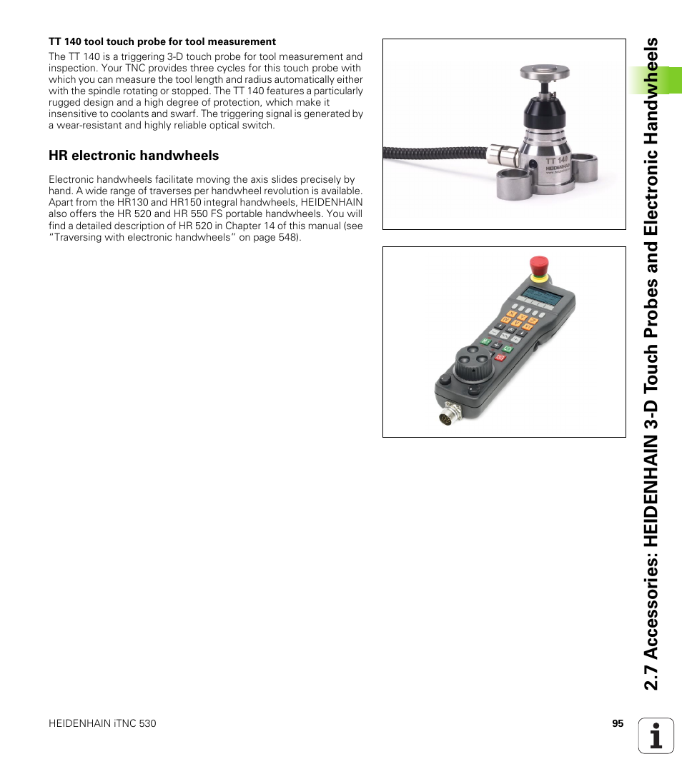 Hr electronic handwheels | HEIDENHAIN iTNC 530 (606 42x-02) User Manual | Page 95 / 725