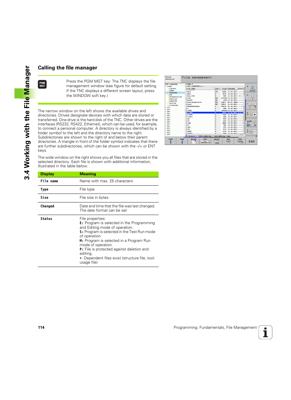 Calling the file manager, 4 w o rk ing with the file manag e r | HEIDENHAIN iTNC 530 (606 42x-02) ISO programming User Manual | Page 114 / 648