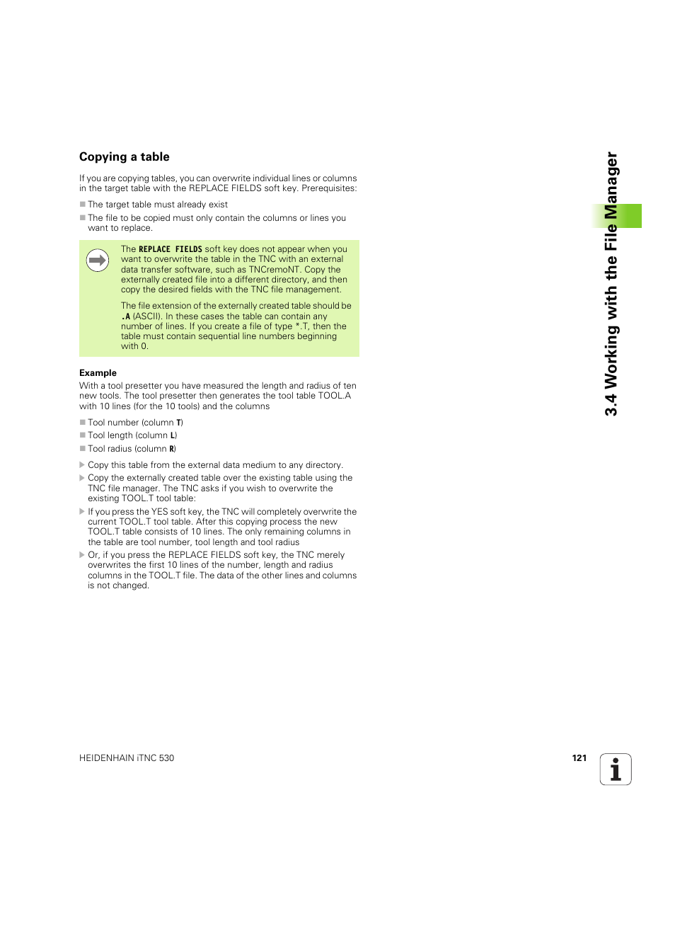 Copying a table, 4 w o rk ing with the file manag e r | HEIDENHAIN iTNC 530 (606 42x-02) ISO programming User Manual | Page 121 / 648