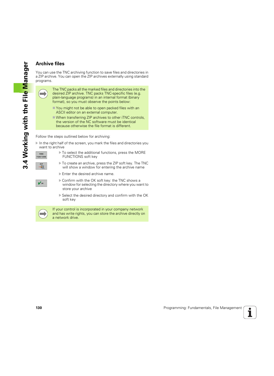 Archive files, 4 w o rk ing with the file manag e r | HEIDENHAIN iTNC 530 (606 42x-02) ISO programming User Manual | Page 130 / 648