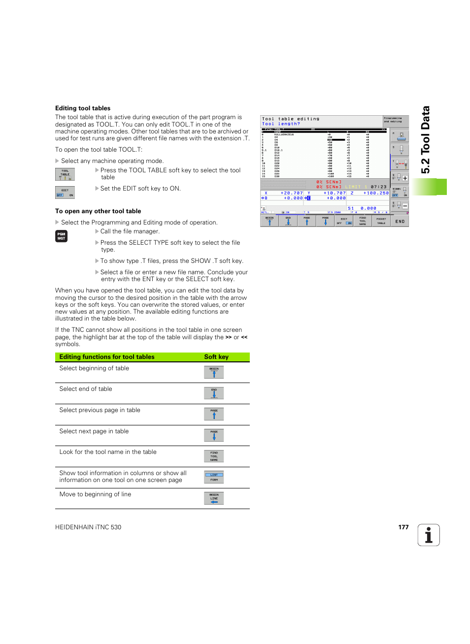 2 t ool d a ta | HEIDENHAIN iTNC 530 (606 42x-02) ISO programming User Manual | Page 177 / 648