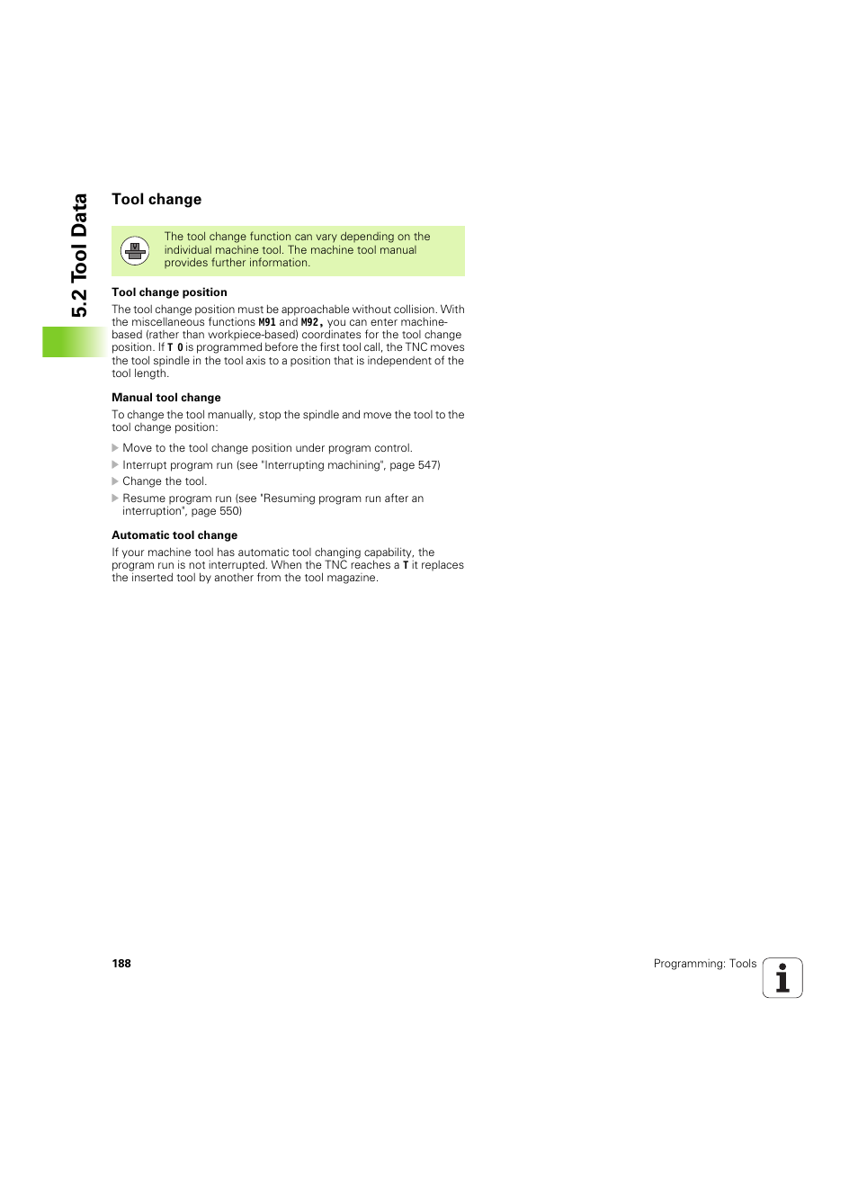 Tool change, 2 t ool d a ta | HEIDENHAIN iTNC 530 (606 42x-02) ISO programming User Manual | Page 188 / 648