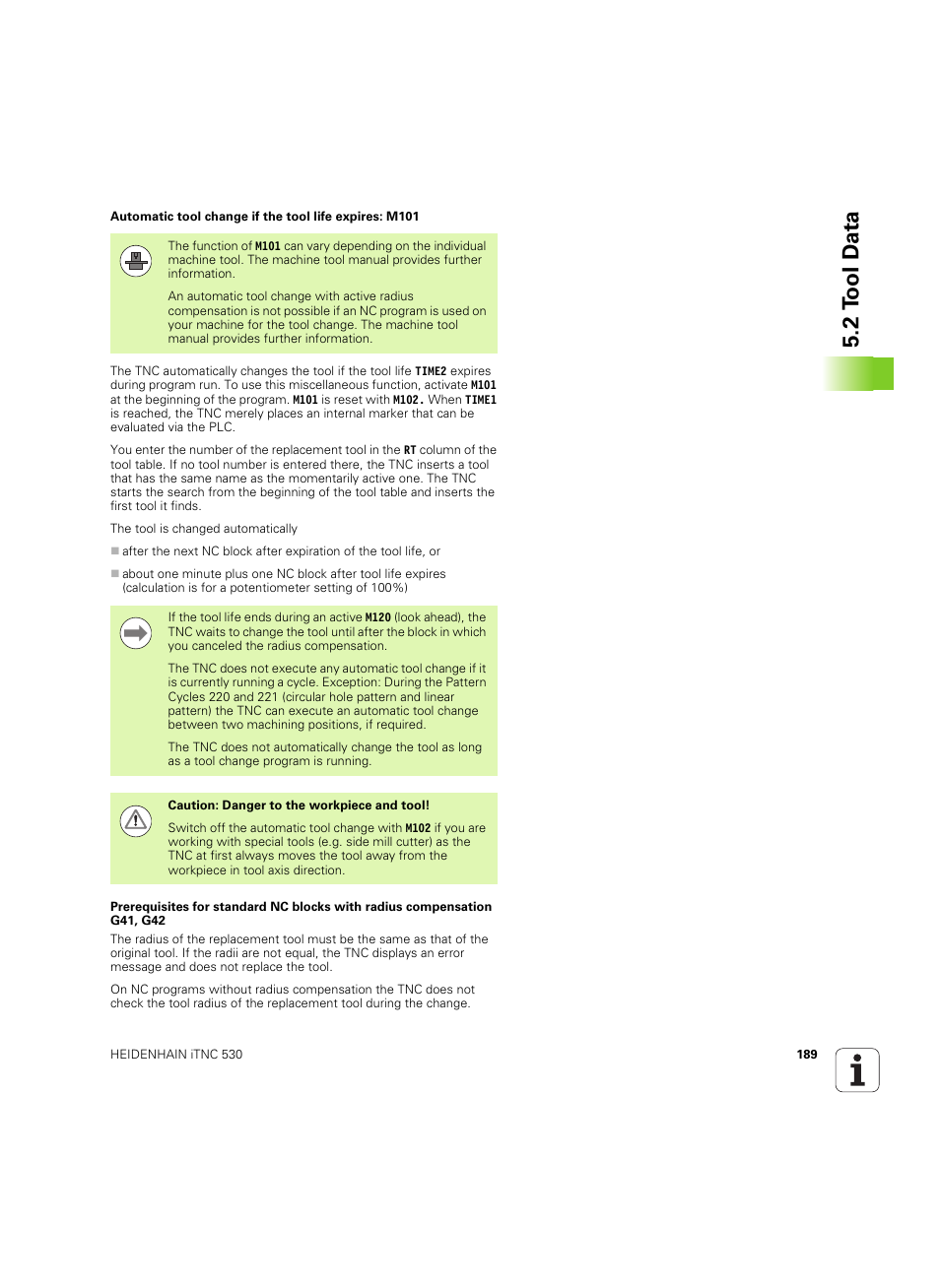 2 t ool d a ta | HEIDENHAIN iTNC 530 (606 42x-02) ISO programming User Manual | Page 189 / 648