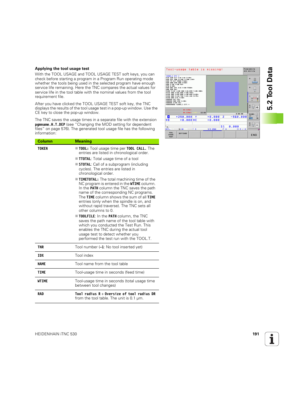 2 t ool d a ta | HEIDENHAIN iTNC 530 (606 42x-02) ISO programming User Manual | Page 191 / 648