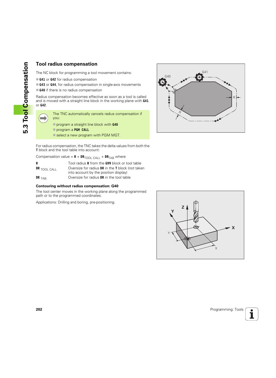 Tool radius compensation, 3 t ool compensation | HEIDENHAIN iTNC 530 (606 42x-02) ISO programming User Manual | Page 202 / 648