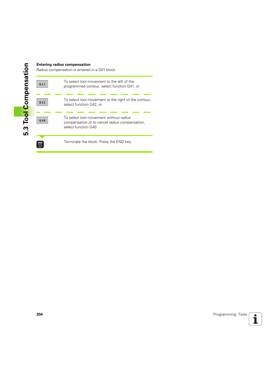 3 t ool compensation | HEIDENHAIN iTNC 530 (606 42x-02) ISO programming User Manual | Page 204 / 648