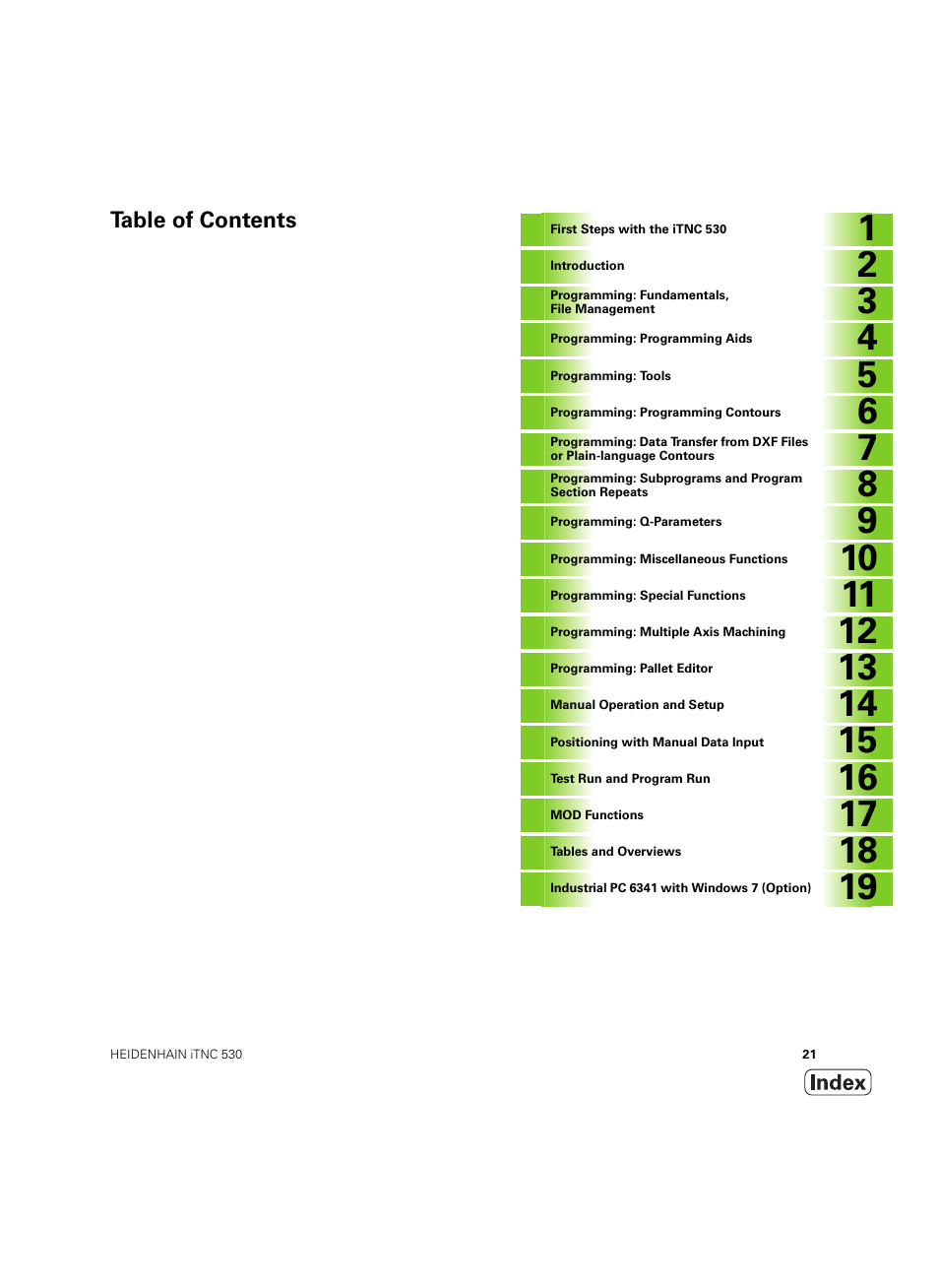 HEIDENHAIN iTNC 530 (606 42x-02) ISO programming User Manual | Page 21 / 648