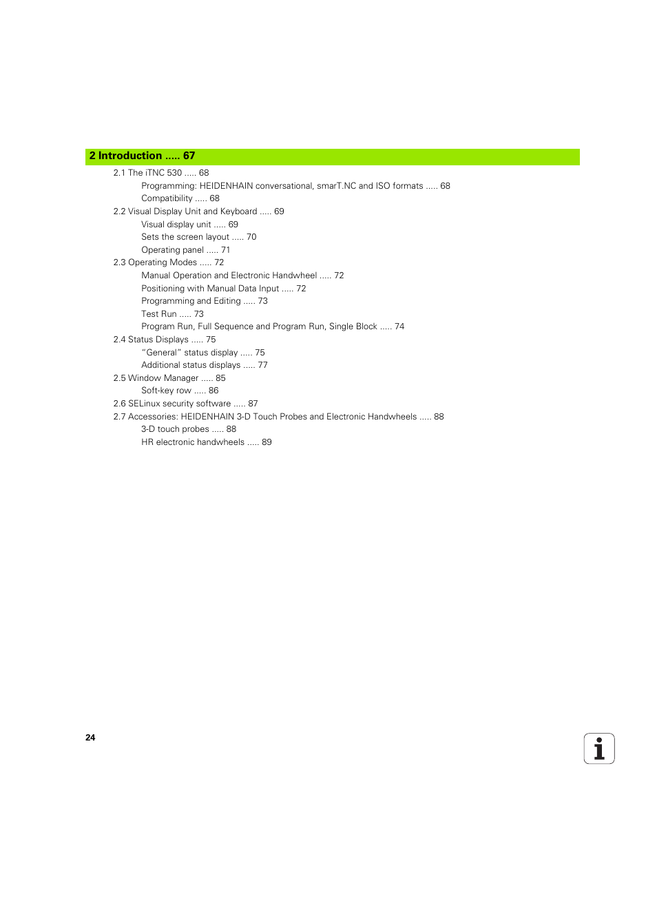 2 introduction | HEIDENHAIN iTNC 530 (606 42x-02) ISO programming User Manual | Page 24 / 648